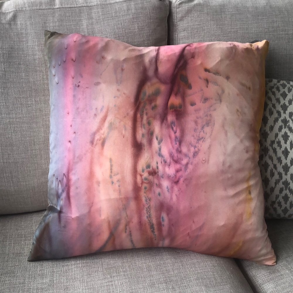 NWT Handpainted Silk Pillow 18x18